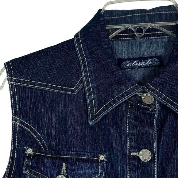 Y2K Clash Embellished Denim Dress Large Wings Cross Punk Goth Cowgirl Western - Picture 10 of 12